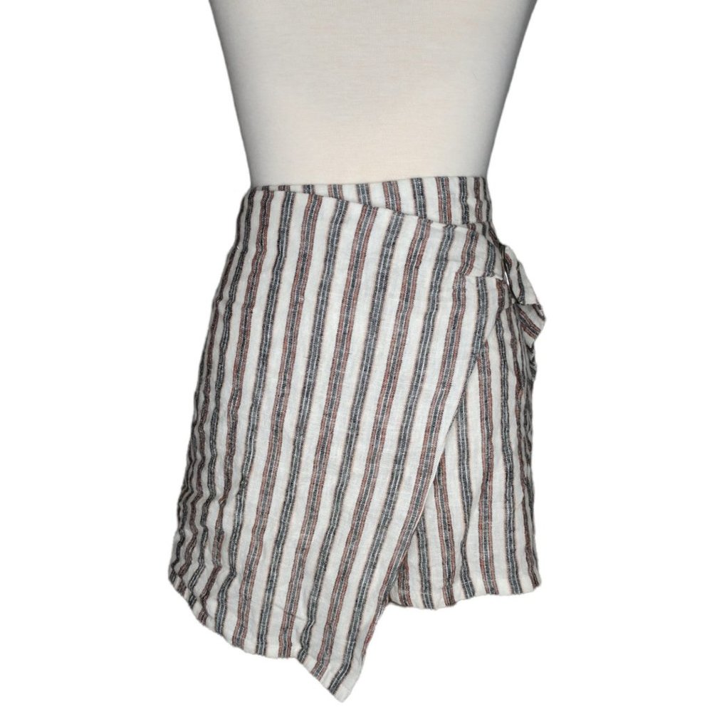 Linen Viscose Skort by Love Tree White Navy Rust Peach Size L